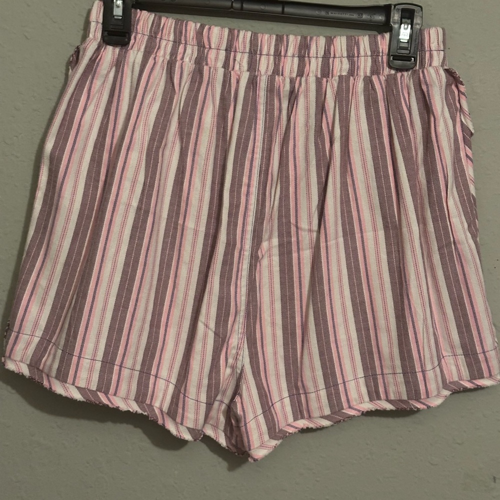 Free People We The Free Day To Day Flannel Boxers Pajama Shorts Burgundy Combo - Picture 7 of 15